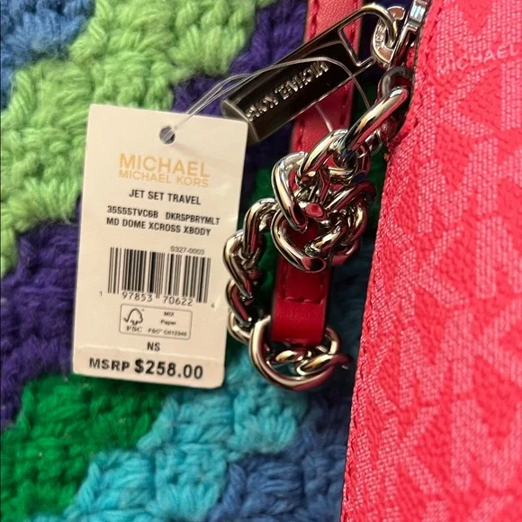 Michael Kors Pink and Cream Signature Crossbody Bag - Picture 2 of 8